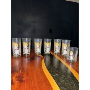 Set Of 7 Vintage 80’s Howling Dog Coyote Drinking Glasses Southwestern Turquoise